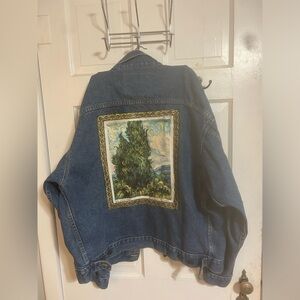 Vincent Van Gogh denim jacket,Van Gogh painting on back, embroidered “Vincent”